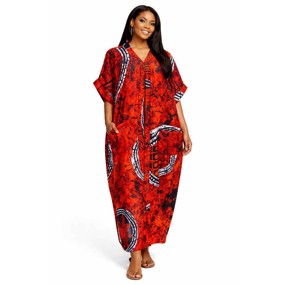 Vibrant Patterned Cotton Kaftan Dress
